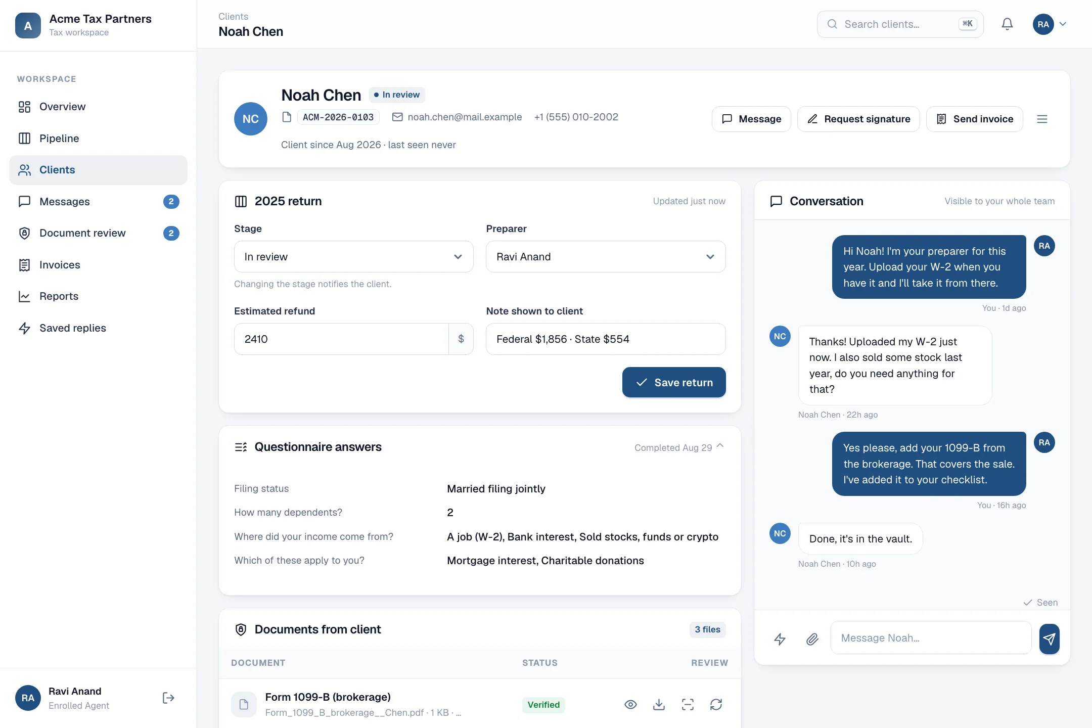 A client record
